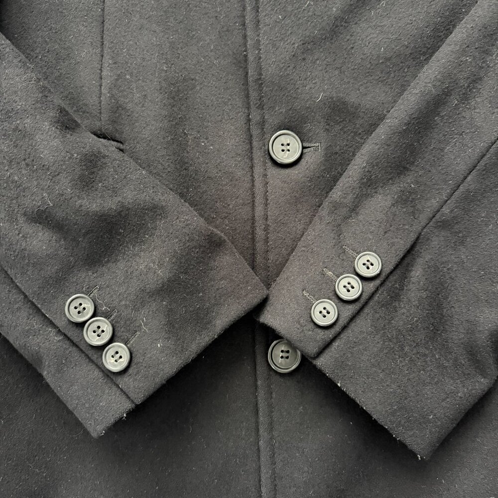 BENETTON Wool Button Front Long Dress Coat Black Large Sz 50 - Picture 10 of 16
